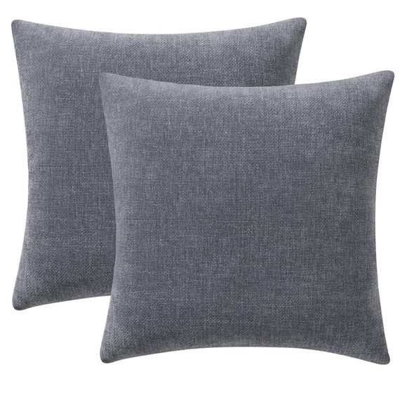 NWT 2 Throw Pillow Solid Chenille Decorative Throw Pillow Set, Grey, 18" x 18", - Picture 1 of 3